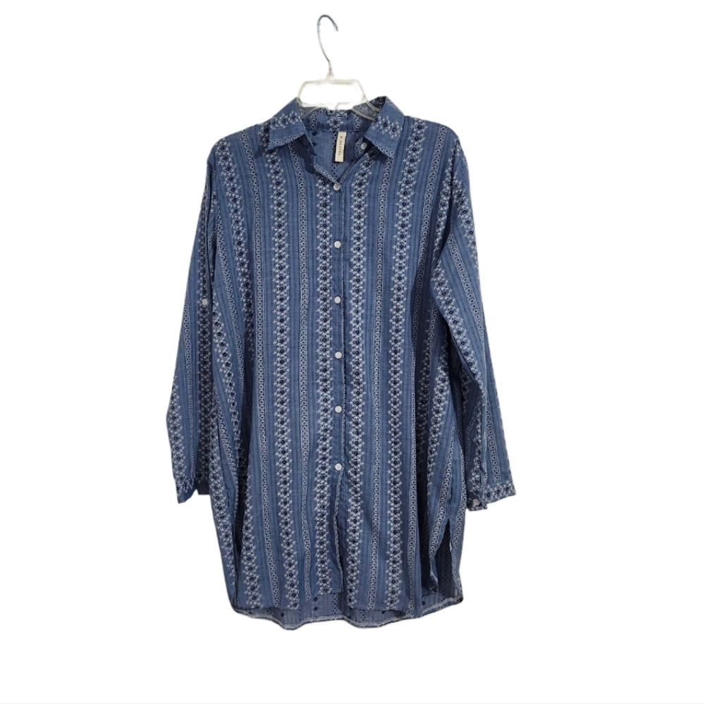 NWOT  My Beloved  Women's  Large  Shirt Dress  Blue